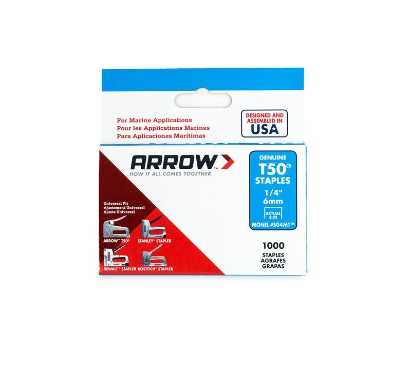 Arrow Fastener 504M1 Genuine T50 1/4-Inch Monel Rust Proof Staples, 1,000-Pack - Image 1
